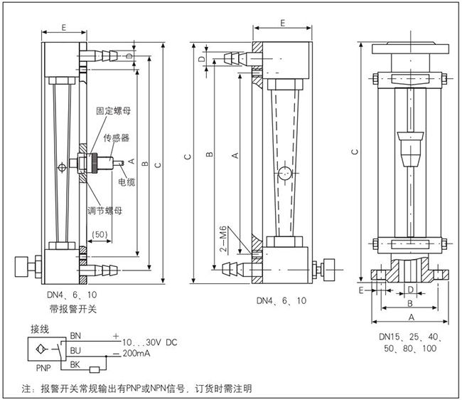 氣體轉(zhuǎn)子流量計外形圖