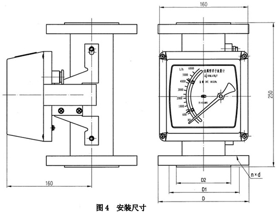 垂直安裝浮子流量計(jì)外形圖一