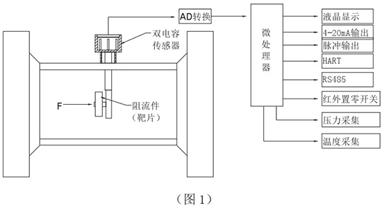 一體化靶式流量計(jì)工作原理圖